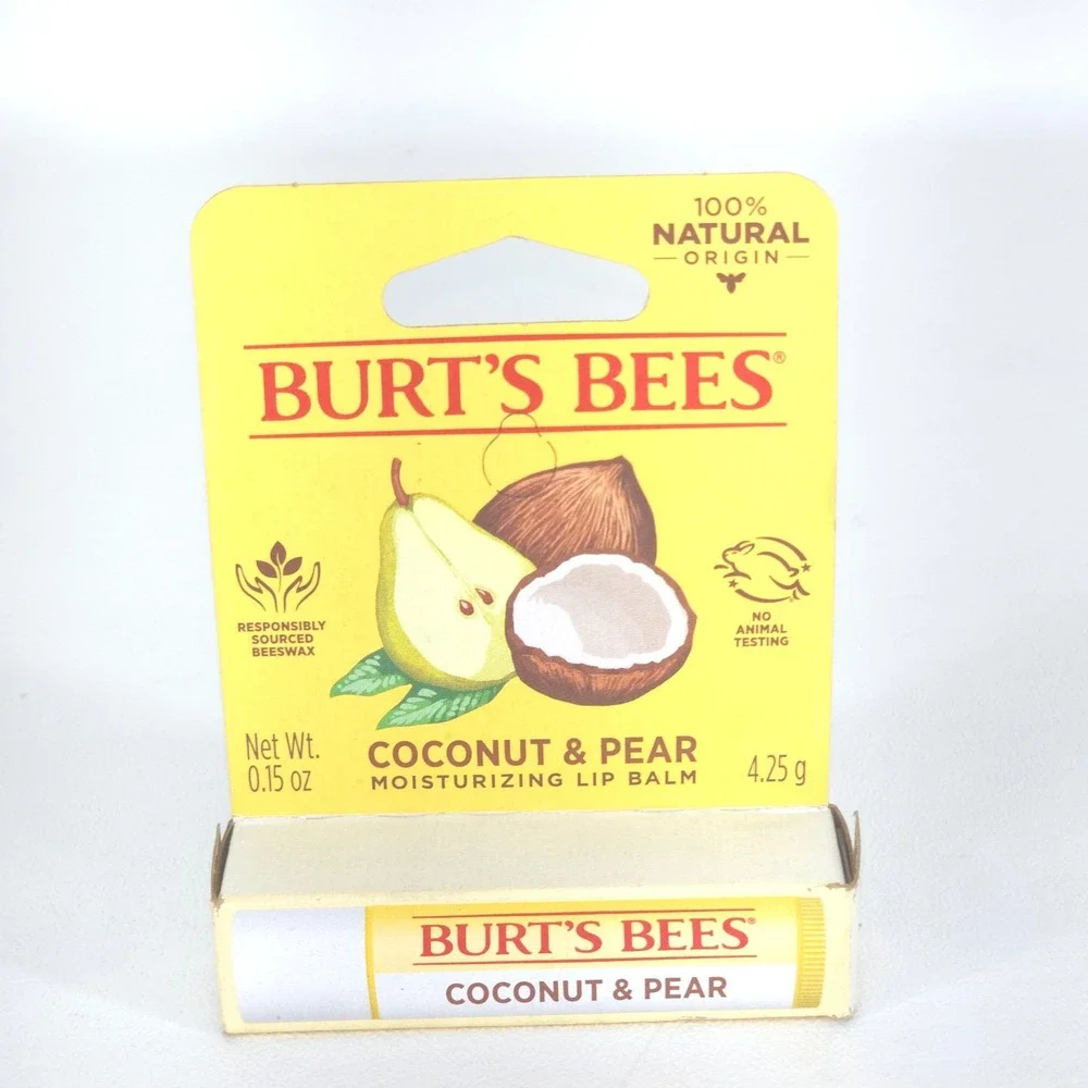 6 Pack Burts Bees Coconut & Pear Moisturizing Lip Balm 0.15 oz Natural Deadstock